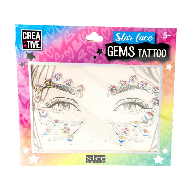 Creative - Star Face Gems Tattoo, 02605, Multicolor