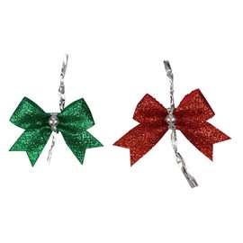 Crafters Square Mini Bows - Red and Green - 24 Mini Bows - Approximately 1 1/2 inches