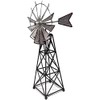 SLIFKA Farmhouse Decor Windmill Figurine, 12-inches, Silver, Rust