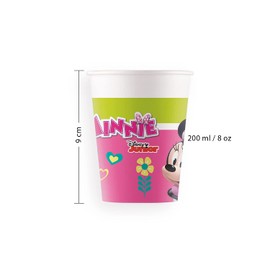 Procos 93474 Minnie Happy Helpers Party Cups, Pack of 8, Capacity 200 ml, Made from FSC® Mix Paper, Party Tableware, Birthday, Theme Party