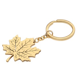 HUAGEO Stainless Steel Fall Maple Leaf Keychain Purse Charms Gifts For Women Backpack Car Keys Holder Jewelry Accessories (Gold)