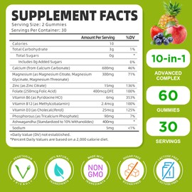 Calcium Magnesium Zinc Supplement with Vitamin D3, Sugar Free Calcium Gummies for Women Men, High Potency Magnesium Gummies for Bone & Muscle & Immune Health, Mixed Flavors - 120 Count