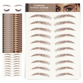 20 Sheets Eyebrow Tattoo Waterproof Eyebrow Sticker, 4D Hair Like Natural Fake Tattoo Eyebrows Peel Off Instant Transfers Brows Shaper Eyebrow Makeup Sticker for Women Girls,Upward Brown