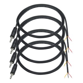 4-Pack 3.5mm Male Plug to Bare Wire Open End,1m/3.3ft TRS 3 Pole 1/8'' 3.5mm Male Plug to Bare Wire Audio Wire Replacement Cable,for 3.5mm Plug Jack Connector Audio Cable Repair