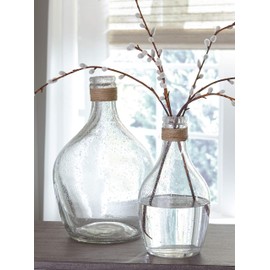 Signature Design by Ashley Marcin Modern Glass 2 Peiece Bottle Neck Vase Set, Clear