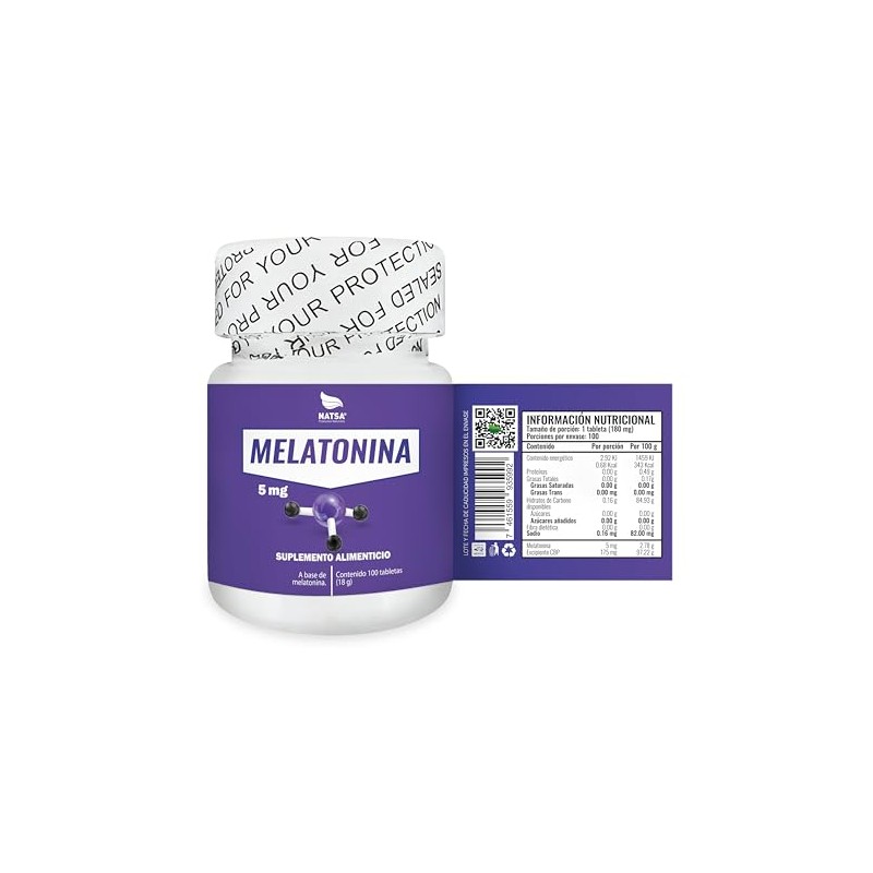 NATSA Melatonina 100 tabletas | 1 tableta diaria | Calidad