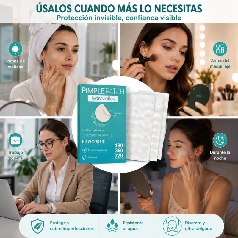 JOVEECO - 720pcs Parches Para Acné Hidrocoloide Absorbe La Grasa,parches