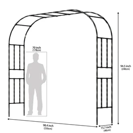 Twira Garden Arch Trellis, 7.9FT(240cm) Metal Garden Arbor Trellis for Climbing Plants Outdoor, Large Wedding Arch for Ceremony, Black Garden Archway Trellises Decoration for Lawn, Patio, Backyard