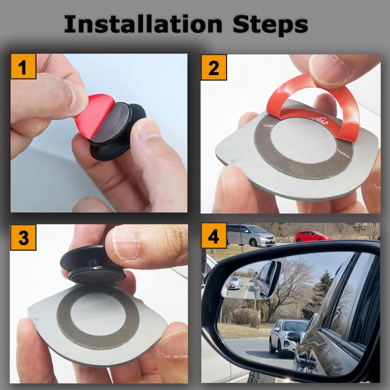 Upgrade HD Glass Wide Angle Blind Spot Mirror, Frameless 360