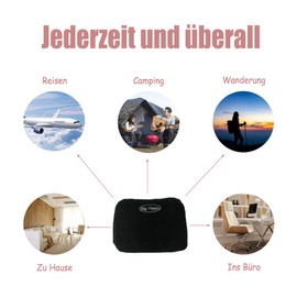 Big Hippo Reisekissen Memory Foam, Kopfkissen mit abnehmbarem Bezug, Weiche Camping Kissen, Bequeme Nickerchenkissen für Schule, Büro, Reisen, Camping - Schwarz (1 Stück)