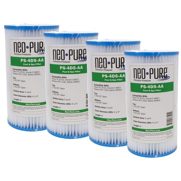 Neo-Pure PS-4D5-AA Pool and Spa Filter 4-1/4" x 8" Compatible
