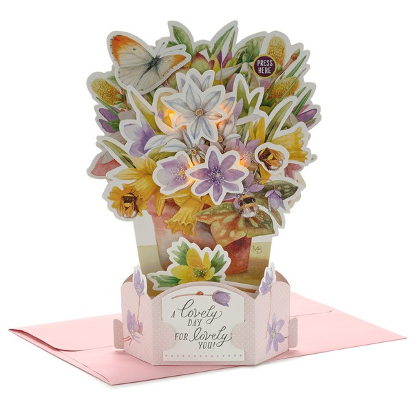 Hallmark Paper Wonder Mother's Day Pop Up Card with Music (Marjolein Bastin Flower Bouquet, Plays Just to See You Smile)