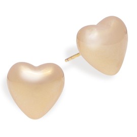 Sonateomber Gold Pearl Puffy Heart Stud Earrings for Women, Dainty Cute Beige Love Polished Lightweight Hypoallergenic Earing Prom Fashion Jewelry Gift