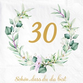 Wishstar Napkins 30th Birthday, Napkins Eucalyptus Birthday, Schön das du da bist serviettes, lavender bags