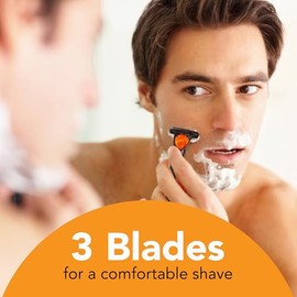 BIC Rastrillo Comfort 3 Hybrid Mango Ergonómico Cartuchos Intercambiables Banda Lubricante con Aloe Vera y Lanolina Hombre 1 Mango + 6 Cartuchos