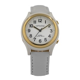 Verbalise UKs No1 Ladies Small Radio Controlled Talking Watch, Speaks Time and Date. Ideal for Visually Impaired & Elderly. 2 Year Guarantee, Choice of Strap, Easy-Fit, White Leather (VLRC-21GWL)