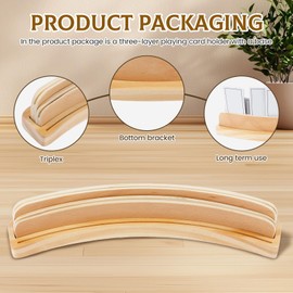 DJAPWPX Curved Wood Card Rack - Stable Card Tray Organizer With Non-Slip Desktop Holder for Strategy Card Games