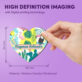 1x Heart MDF Magnet 6cm - Cayman Islands Toucan Flamingo - Fridge Locker Office Whiteboard Toolbox #60984