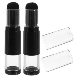 Mikinona Compact Makeup Brush Set 2pcs Foundation Blush Brush Push-type Travel-size Powder Container