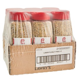 Lawry's Salt Free 17 Seasoning, 10 oz (Pack of 6) - Six 10 Ounce Containers of 17 Seasoning Spice Blend Including Toasted Sesame Seeds, Turmeric, Basil and Red Bell Pepper for Seafood Poultry and Beef