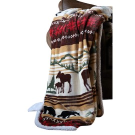 Carstens Soft Sherpa Plush Throw Blanket, Hinterland Collection 54" x 68"