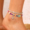 Cimenexe Bohemian Layered Turtle Ankle Bracelet Silver Sea Turtle Ankle