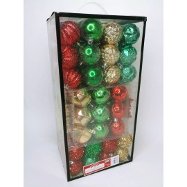 Assorted 101 Christmas Tree Ornaments Shatterproof Balls Snowflake (Red, Green)