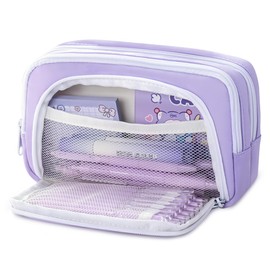 MOMOJULI Large Capacity Pencil Case Pen Bag Pouch with 3 Compartments Stationery Organizer for Teenage Boys Girls