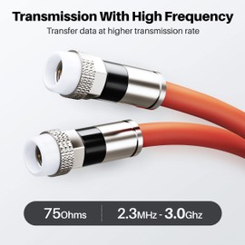 GearIT Coaxial Cable for Direct Burial (50ft) RG6 70 Ohm RF Rubber Boot Waterproof Underground in-Wall with Rubber Boot, High-Speed Internet, Broadband, Digital TV Aerial, Satellite Cable 50 Feet