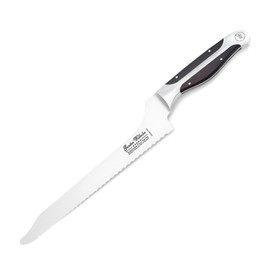 Gunter Wilhelm 9.5 Inch Offset Bread Knife – Premium German Steel Serrated Blade – Full Triple Tang – Ergonomic Black ABS Handle – Ideal for Bread, Bagels, and Fruits – EXECUTIVE Chef II Series