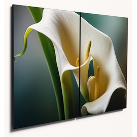 Calla Lily Close-Up Abstract Wall Art - A4 Dual Panel MDF Wood Print in Soft Pastels Canvas Alternative 40 x 30cm