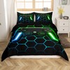 Gaming Duvet Cover Set for Boys, Kids, Game Controller, Luminous,