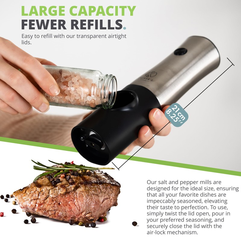 Oliver's Kitchen ® Electric Salt and Pepper Grinders - No