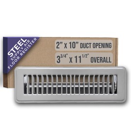 Fits 2x10 and 10x2 Duct Opening | Floor Register with Louvered Design by Handua | Heavy Duty Walkable Design with Damper | Floor Vent Grille | Easy to Adjust Air Supply Lever | Gray