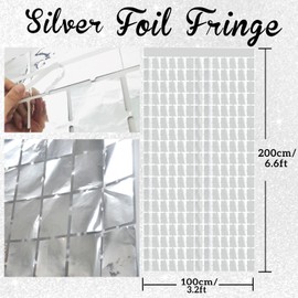 GOER Silver Party Backdrop Metallic Tinsel Foil Fringe Curtains Photo Booth Props for 2025 New Year's Eve Graduation Wedding Baby Shower Bachelorette Christmas Holiday Celebration Party Decorations