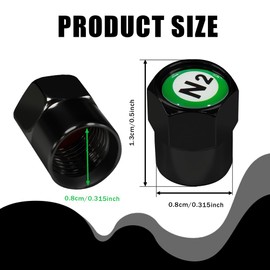 HQRNYP 5PCS Chrome Plated Brass Tire Valve Stem Caps, Leak-Proof Dustproof Valve Covers, N2 Nitrogen Sign Logo on The Top, Car Tire Valve Caps for Cars, Trucks, Bikes, Motorcycles (Black+White)