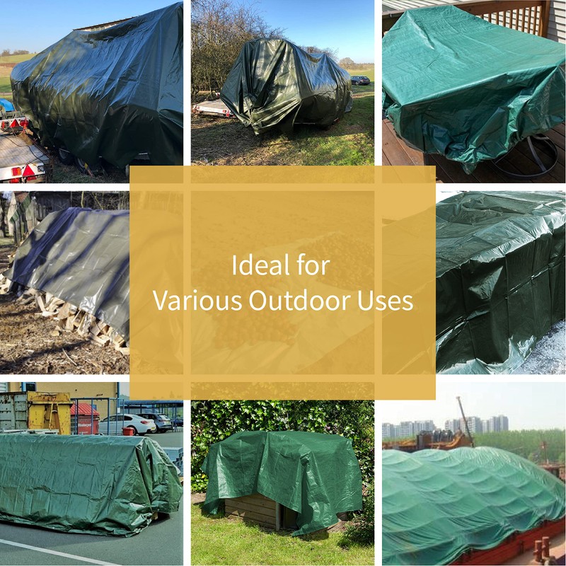 GUARD SHIELD Green/Silver Tarp 8x12 Feet Waterproof Tarps Lightweight Camping