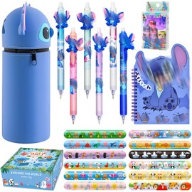 FRPABCF Erasable Gel Pen - Erasable Gel Pen Set, with Thermo-Sensitive Erase Ink, a Variety of Ink Colours and Barrel Designs, 0.7 mm Tip (Blue Cartoon Set)