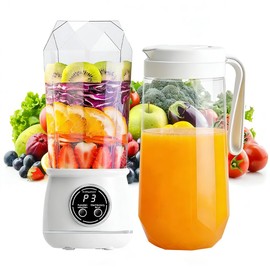 Portable Blender, 200W Personal Blender for Shakes and Smoothies for Kitchen, 17 Oz BPA Free Traveling Juicer Cup and Lid with 6 Blades, Self Cleaning Portable Juicer for Kitchen/Travel/Gym, White