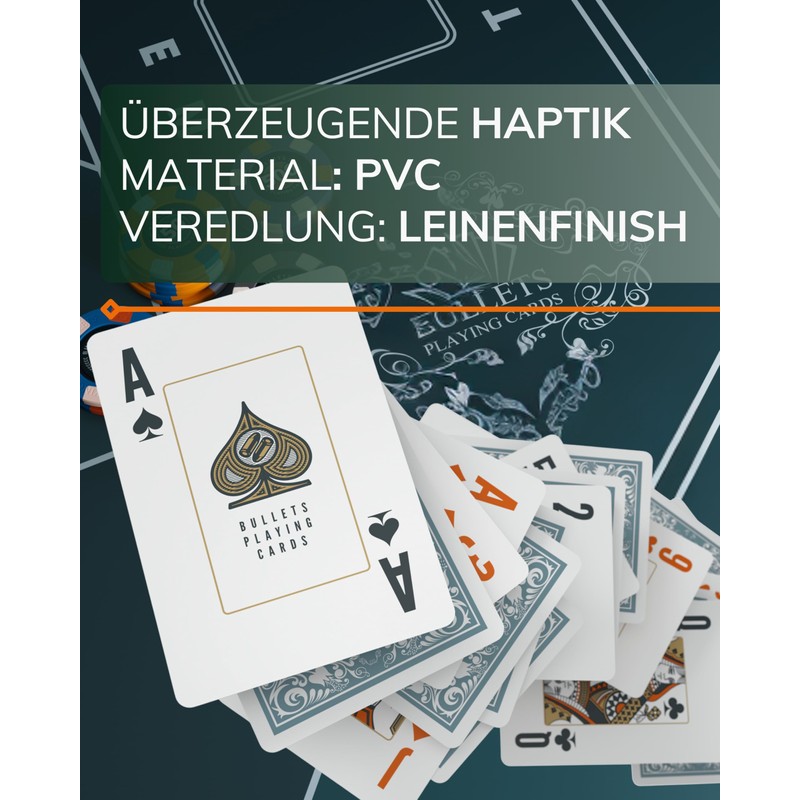 Bullets Playing Cards, Doppelkopf Card Deck for Seniors (French Leaf),