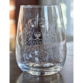 HullSpeed Designs Boykin Spaniel Engraved Stemless Wine Glasses (set of 2)