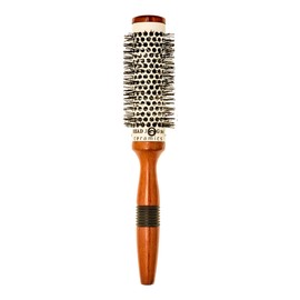 Head Jog 56. 33mm Ceramic Wooden Radial Round Brush. Styling & Volumising Hair Tool With Nylon Bristle & Vented, Ceramic Barrel For Smooth Hair With Shine. Versatile Wooden Hair Brush.