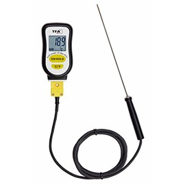 TFA-Dostmann Digitales Thermometer with Stainless Steel Probe Sous-Vide and Foam Sealing Tape, Plastic, black, 4 x 2 x 8 cm