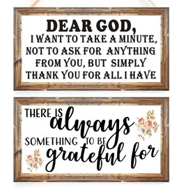 2PCS Dear God House Decorative Sign Faith Religion Belief Gratitude Home Ornament Living Room Gift Be Grateful Wood Plaque