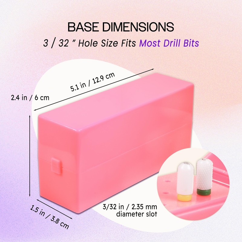 PANA Rectangle Nail Drill Bit Holder Display Organizer Case -