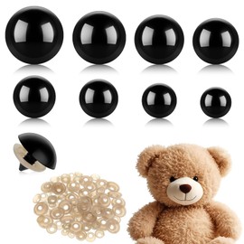 simarro Pack of 160 Safety Eyes for Crochet Animals, 80 Large Safety Eyes for Amigurumi and 80 Matching Washers, 10-30 mm Stuffed Animal Eyes, Black Safety Eyes for Crochet