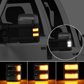 Ford Side Mirror Led Lights Turn Signal Light Daytime Running Lights For Ford F250 F350 F450 Super Duty 2008-2016 Smoked Car Parking Light Side Mirror Marker Blinker Lamp,Pack of 2