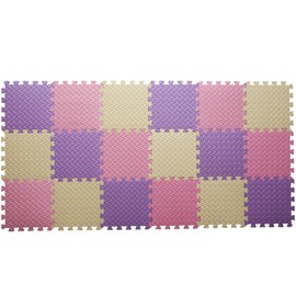 Coolcandy EVA Foam Play Mat, 18 Tiles Colorful Baby Play Mat, Kids Playmat with Solid Colored, 0.4" Thickened Foam Floor Tiles, Puzzle Play Mat for Baby Lying, Playing (White/Gray/Pink)