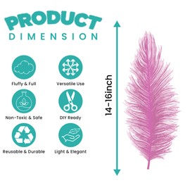 Trimming Shop 14-16inch(35-40cm) Baby Pink Ostrich Feathers Plume for Wedding Table Centrepieces Home Decoration Decorating Costumes Headdresses Showgirl Spadones, Pack of 5