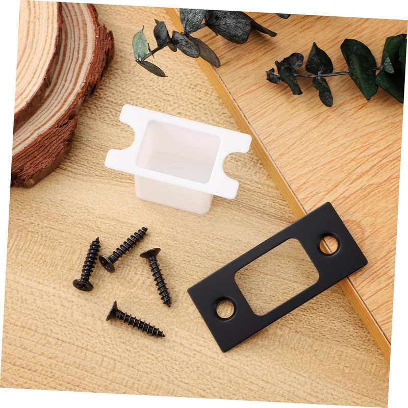 LALAFINA Black Gusset Screw Security Strike Plate Flush Bolt Black